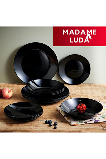 Luminarc Arcopal Zelie Siyah (YEMEK TABAĞI & ÇORBA KASESİ) 12 Parça 6 Kişilik Yemek Takımı.madame Luda.