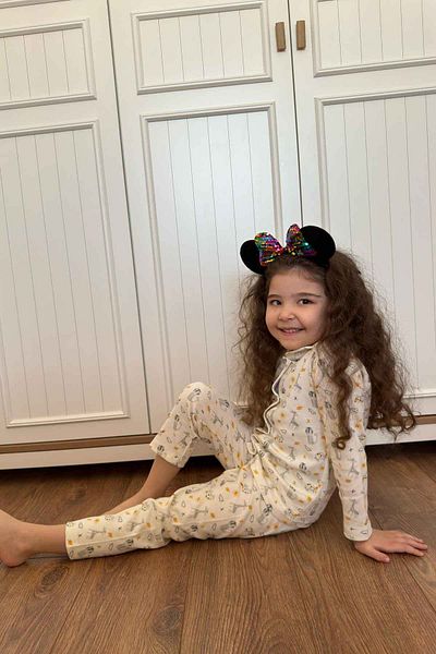 Peki Children's Buy 5 Pay 4 Combed Cotton Lion Giraffe Hood Sun Cloud Front Fence Pajamas Set 15338