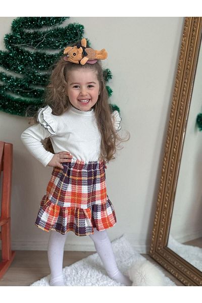 YİGİT BUTİK Yigit Boutique Chanel Girl's Set with Fabric Skirt