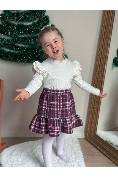 YİGİT BUTİK Yigit Boutique Chanel Girl's Set with Fabric Skirt