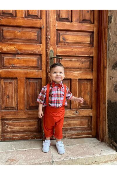 favorimkids kareli Renkli Salopet Takım