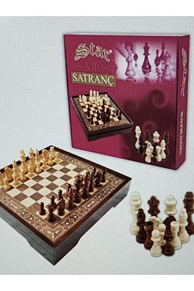 Star VIP Satranç Takımı Ceviz Büyük Boy (40x40cm) & Ahşap Piyon