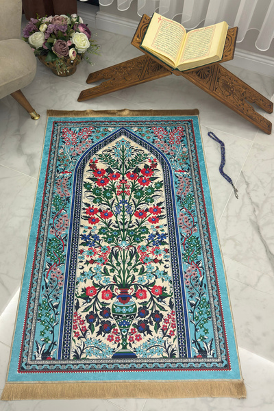 Homiko Dijital Baskılı Dekoratif Eski Türk Motifli Namazlık Seccade TLNMZ-055