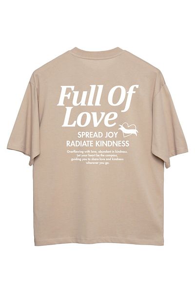 Coredra Full Of Love Oversize Ανδρικό T-Shirt - Μπεζ