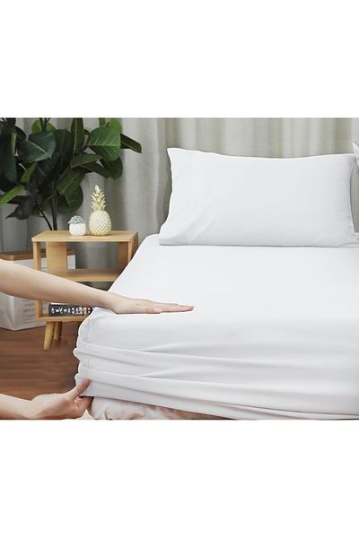 Skyrose White Single Person Elastic Hotel Sheet Set - 57 Wires, 100x200 Elastic Sheet, Open Size 160x260