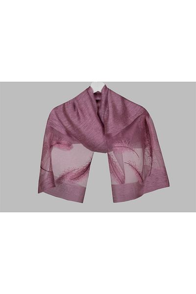 ARMANDA Burgundy Feather Embroidered Shawl