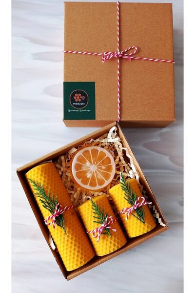 Petekoğlu Balmumu Mum Gliserinli Bitkisel Sabun Bal Mumu Mum Beeswax Candle Hediyelik Set
