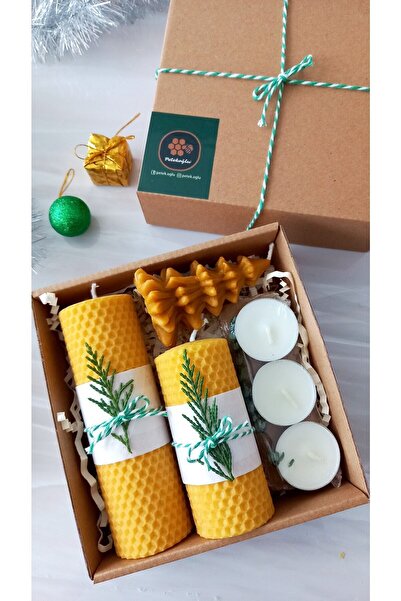 Petekoğlu Doğal Balmumu Mum Soya Mum Tealight Beeswax Candle Bal Mumu Mum Hediyelik Set