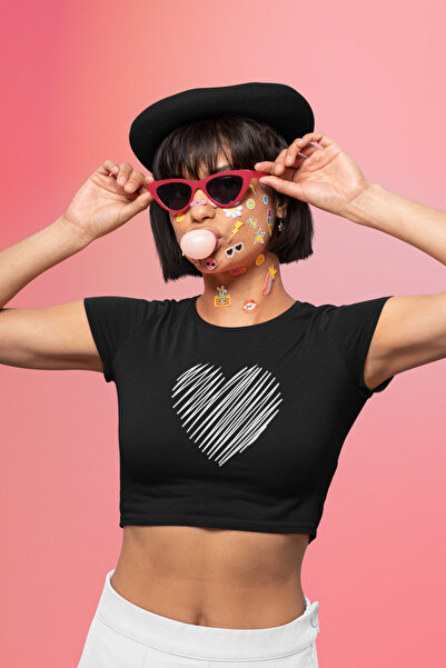 Fuddy Moda Кроп-топ з принтом у вигляді серця, жіночий кроп-топ з принтом у в...