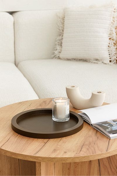 Maison Avf Brown Round Wooden Tray - Decoration Organizer