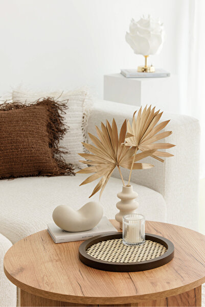 Maison Avf Rattan Hazeran Yuvarlak Tepsi Kahverengi (%100 Doğal Hazeran)