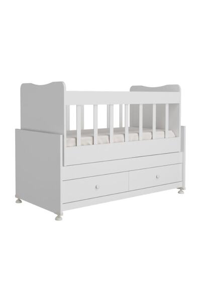 Baby Darling Mdf 60x120cm Çift Çekmeceli Ekonomik Sallanır Beşik Beyaz %100 Mdf