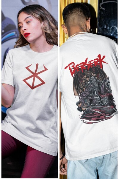 Fuddy Moda Unisex majica sa prilagođenim dizajnom Berserk, Oversize kroj anim...