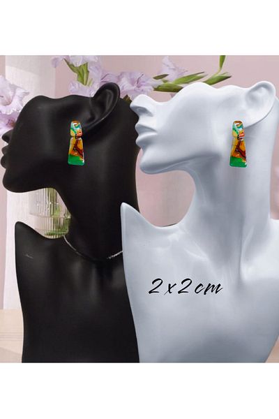 Dodemert Home Alaca Natural Stone Look Polymer Clay & Epoxy Design Earrings