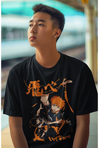Fuddy Moda Oversize kroj Haikyuu majica, unisex anime Štampano T-shirt