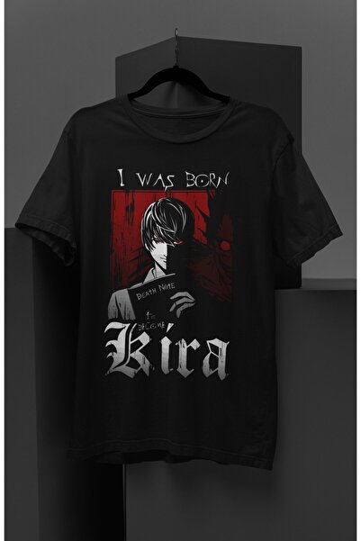 Fuddy Moda Oversize Death Note Kira Tişört, Unisex Anime Baskılı Siyah T-shirt