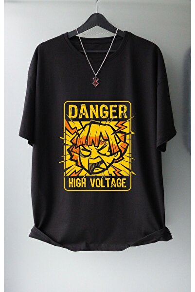 Fuddy Moda Oversize Demon Slayer Zenitsu High Voltage T-shirt, Unisex Anime p...