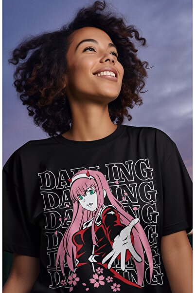 Fuddy Moda تي شيرت Zero Two Ex1 كبير الحجم، تي شيرت مطبوع عليه رسوم متحركة لل...