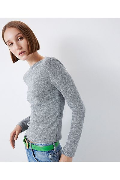 İpekyol T-shirt with shiny texture low-cut back