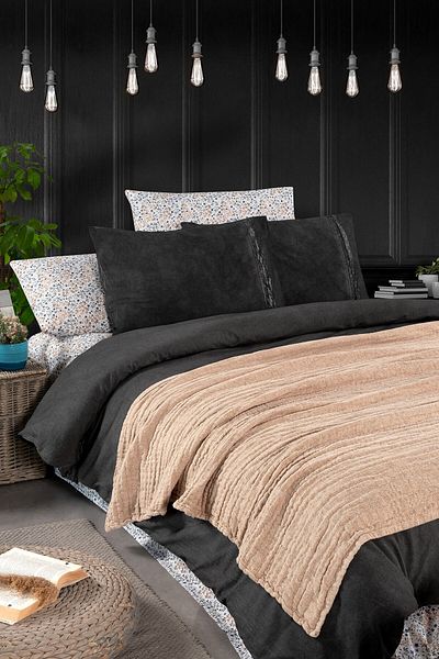 Miespiga Şal rustic cu 3 straturi din in, cu două feţe, umplut cu fibre super moi, patru anotimpuri, 140x190cm