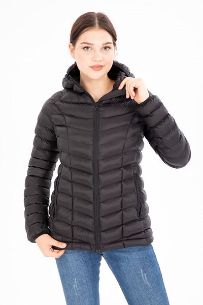 G-FOX Women's Short Fixed Hooded Padded Sports Puffer Jacket 8639