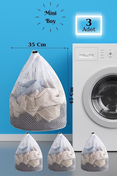 Znp Home LBag| 3 Pieces of Laundry Net with String 35x45 Cm| Sock Curtain Net