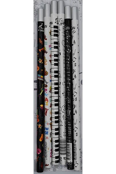 Segah Müzik 6 Adet Manyetik Başlıklı Müzikal Baskılı Kurşun Kalem