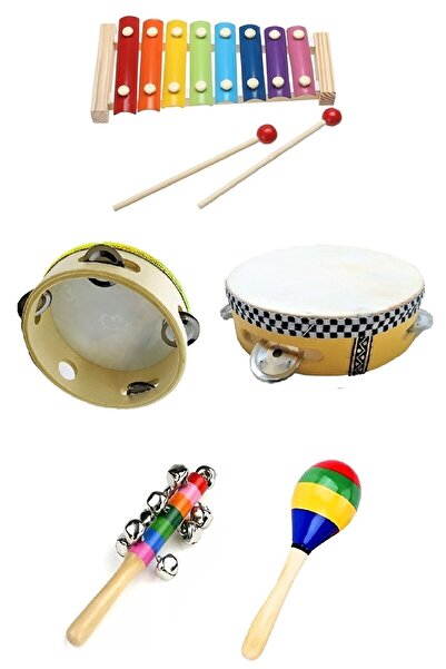Segah Müzik Ritim Seti - 5 - Orff Set - Tef, Ksilofon, Marakas, El Zili
