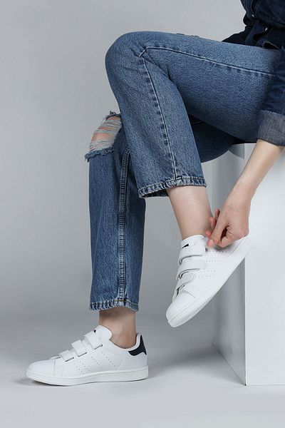 Jump 28711 White - Navy Blue Γυναικεία αθλητικά παπούτσια Casual Sports
