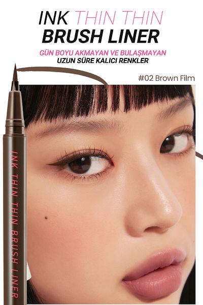 PERIPERA Peripera Eyeliner - Thin Thin Brush with Delicate and Fine Brush Tips (02 Brown Film)