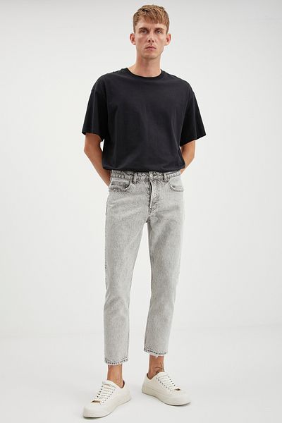 GRIMELANGE Gılberto Men's - Carrot Fit Carrot Leg Light Gray Jeans