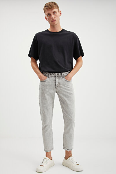 GRIMELANGE Gılberto Men's - Carrot Fit Carrot Leg Light Gray Jeans