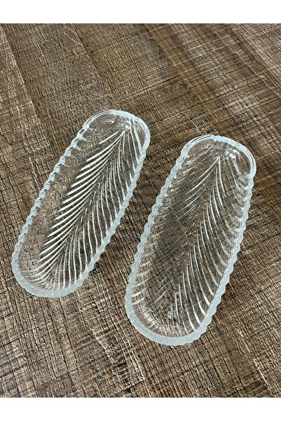 DİBA AVM Set of 2 Santa Glass Boat Plates - Jam Snack Bowl and Breakfast Presentation Plates 20*8 cm