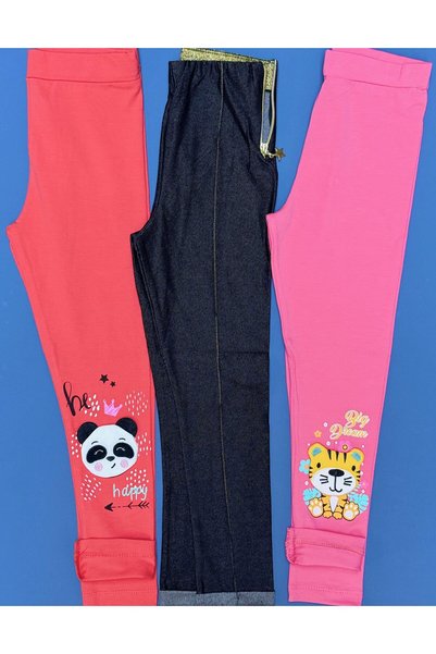 Baby Ella's 5-8 Years Combed Cotton and Denim Tights Triple Set