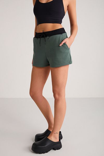 GRIMELANGE Doleres Women's - Organic Cotton, Elastic Waist, Lace-Up Relaxed Black Shorts & Bermuda