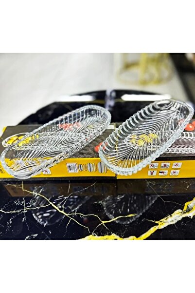 DİBA AVM 6 LI boat plate Santa 6-piece Glass Boat Plate jam snack breakfast presentation plate 20*8 Cm