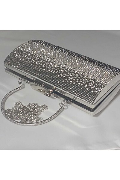 Şarra Gossi Gece Çantası Taşlı Gümül Abiye Çanta Gece Çantası Portföy Clutch