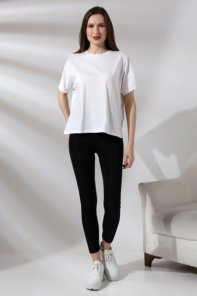 Endies Tricou alb compact cu mânecă liliac - bumbac liber pieptănat 21571