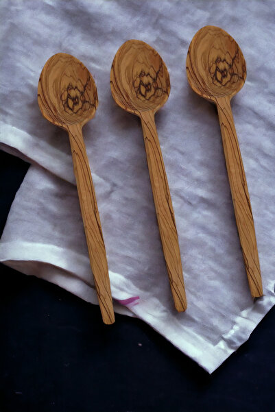 Genel Markalar Tahta Kaşık Yemek Kaşığı Ahşap Kaşık 3'lü Set Zeytin Ağacı Mutfak Gereçleri Yemek Takımı