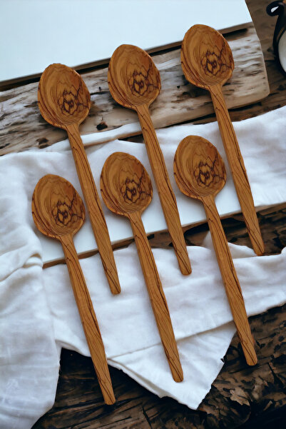 BEF CRAFT Tahta Kaşık Yemek Kaşığı Ahşap Kaşık 6'lı Set Zeytin Ağacı Mutfak G...