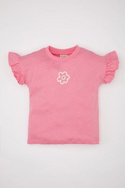 DeFacto Printed Short Sleeve T-shirt for Baby Girl - Crew Neck Z9212A224SM