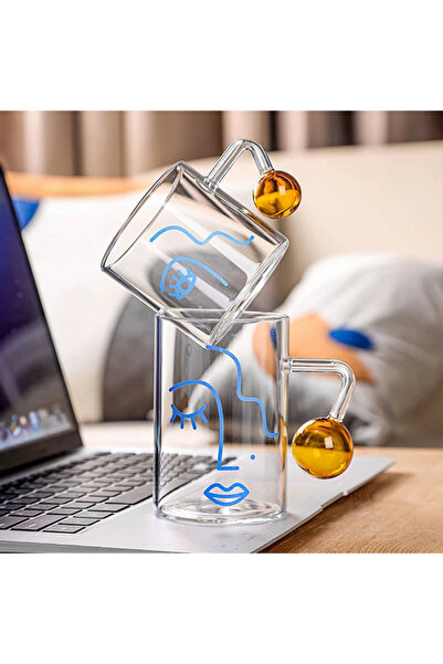 Sensoria Isıya Dayanıklı Borosilikat Boncuk Tasarımlı Kulplu Bardak Çay Ve Ka...