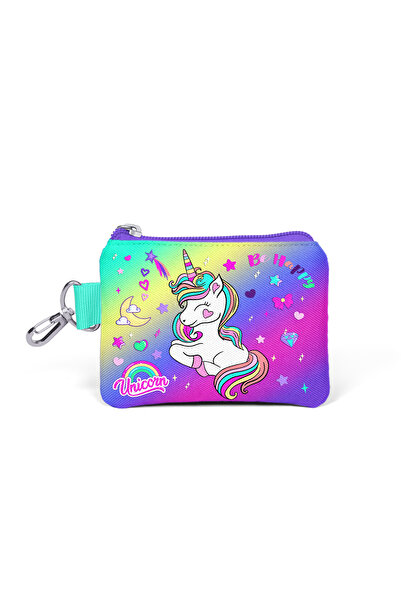 Coral High Lavender Water Green Unicorn Patterned Children's Money Bag - 21829