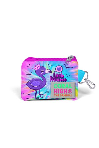 Coral High Poșetă cu monede cu model flamingo roz albastru pentru copii - 21830
