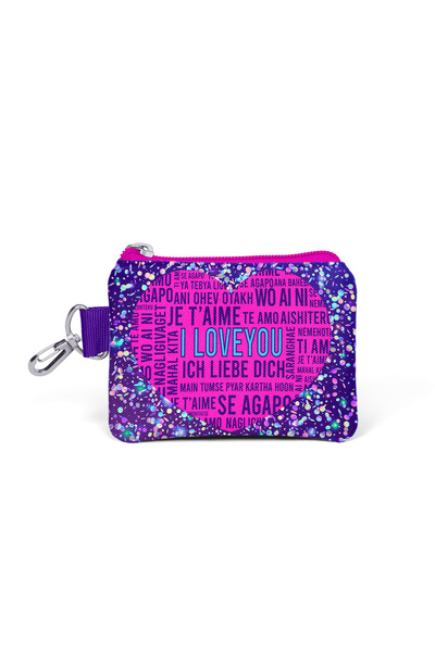 Coral High Poșetă cu monede pentru copii cu model inimă roz violet - 21840