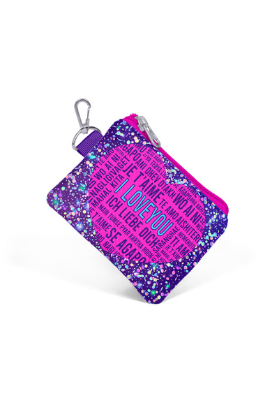 Coral High Poșetă cu monede pentru copii cu model inimă roz violet - 21840