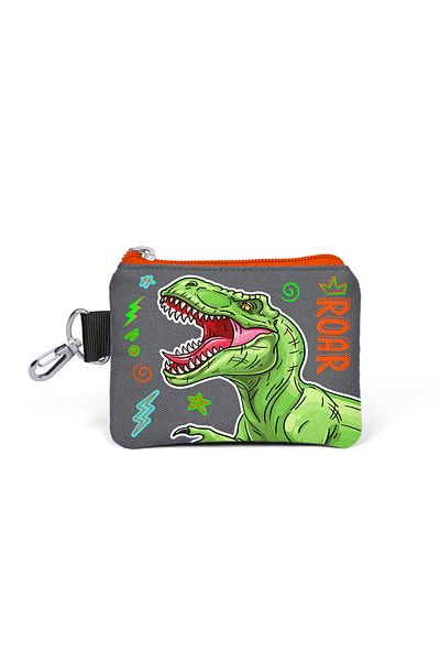 Coral High Poșetă pentru monede pentru copii, negru gri, cu model de dinozaur 21844