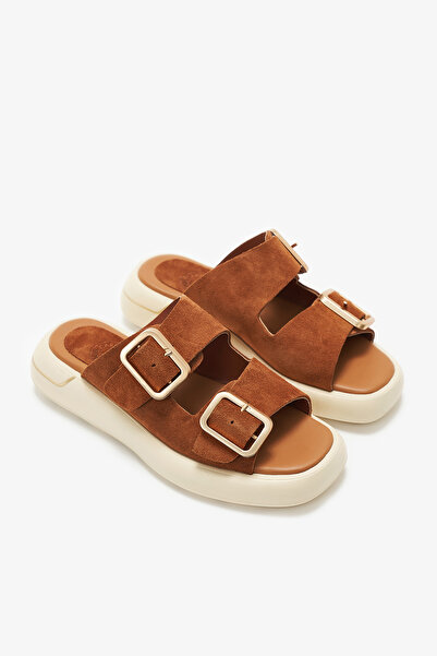 Louis Cardy Timado Tan Genuine Leather Women's Slippers