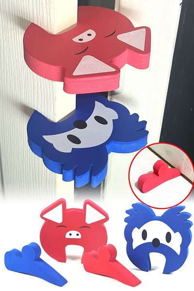 Binbirreyon Σετ ασφαλείας 2 τεμαχίων Red Door - Door Stopper and Door Wedge Pd028