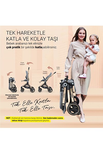 Huggy Revo 5 in 1 Çift Yönlü Travel Sistem Bebek Arabası Bej